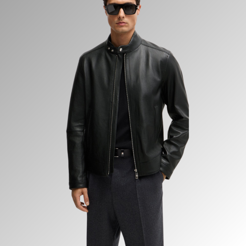 "Men's Black Leather Jacket - Premium Quality Genuine Leather, Stylish and Durable, Perfect for Everyday Wear or Special Occasions."